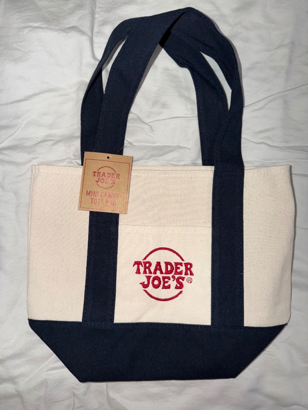 Trader Joe’s Mini Canvas Tote Bag Blue